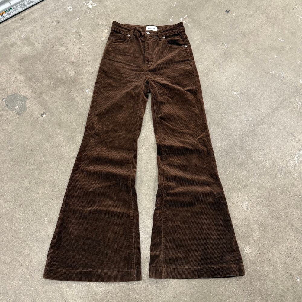 Rollas Eastcoast Flare Disco Corduroy Brown Boho Pants 26 70s Hippie